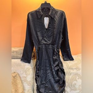 Black Satin ruched Zara Dress